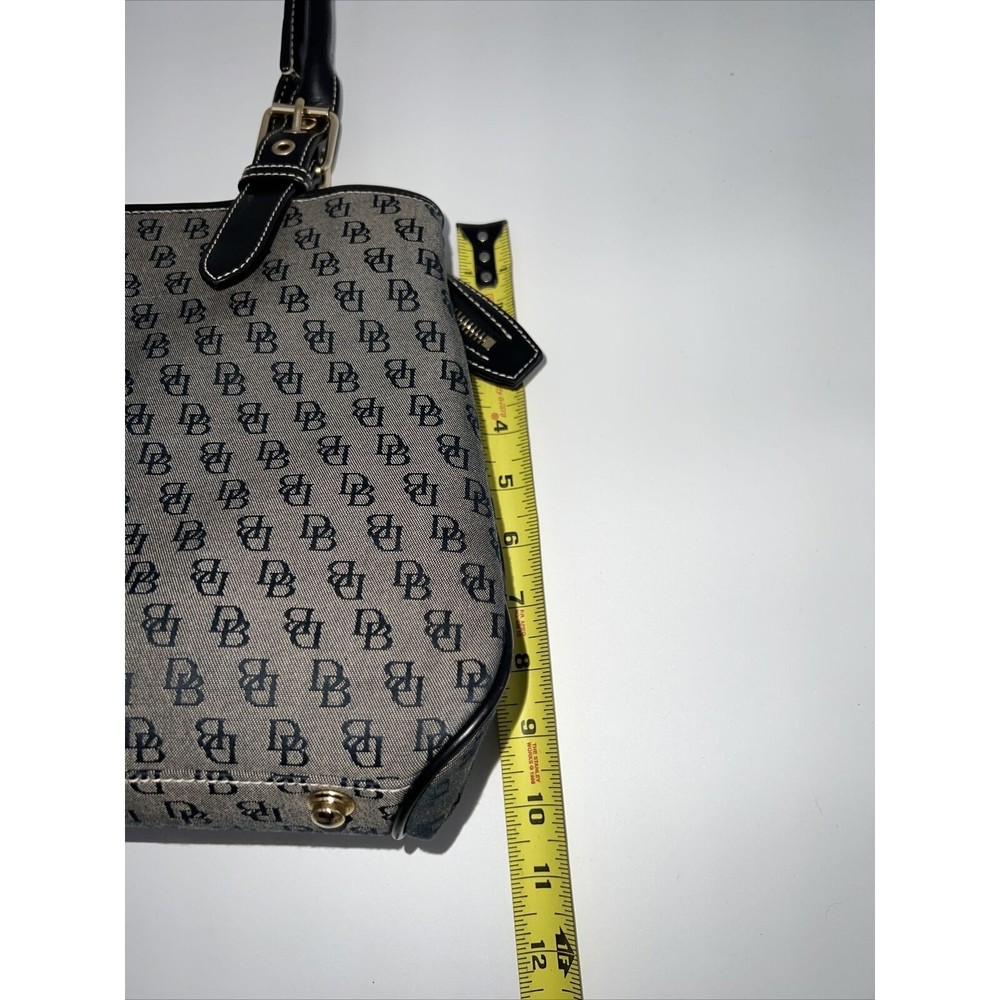 Dooney and Bourke H035C B1 Buckle Satchel Black Trim Grey Purse Canvas Bag EUC - Picture 7 of 14